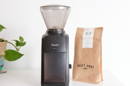 Baratza Encore coffee grinder and a bag of Driftaway Coffee