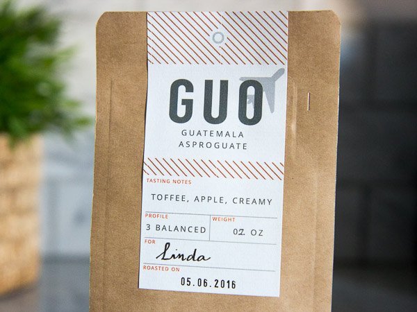Coffee bag label that can be personalized with recipient name for Corporate gifts